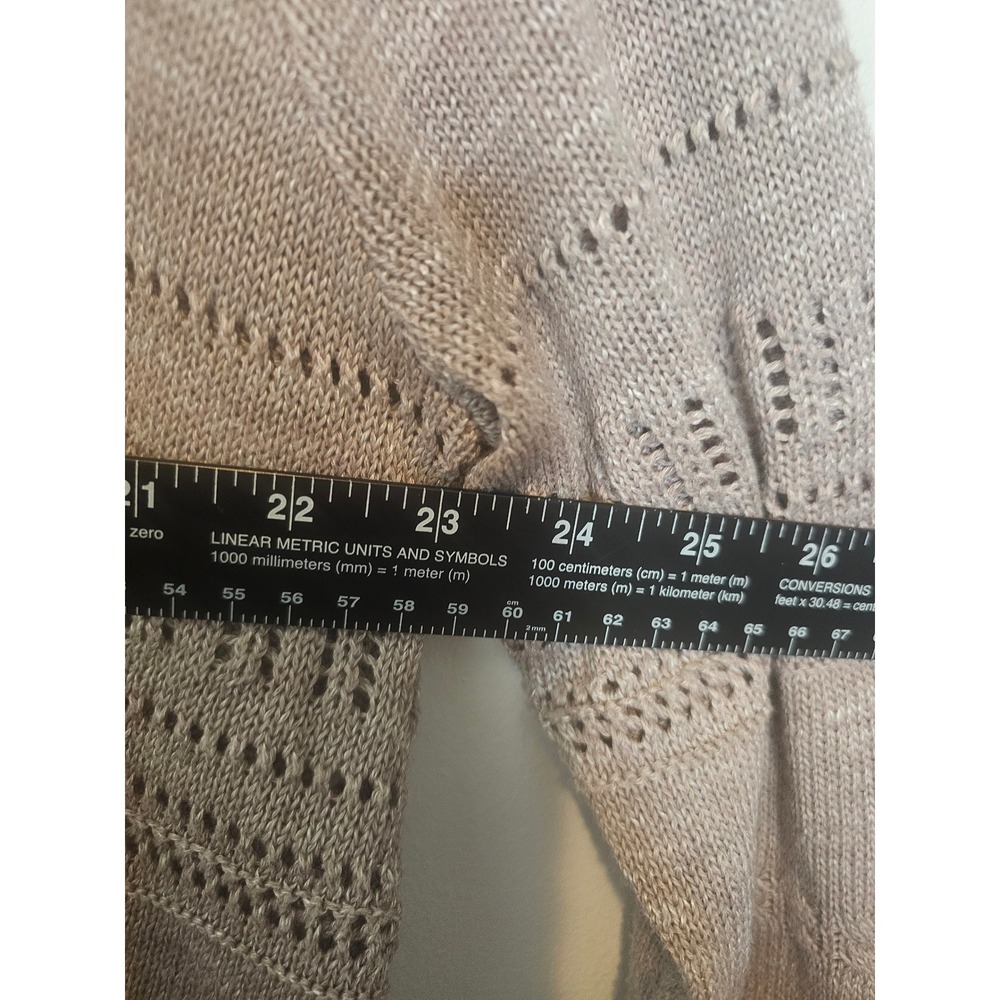Boho Knox Rose Open Front Cardigan Women XXL Taupe Pointelle Knit Shawl Collar - Picture 8 of 8